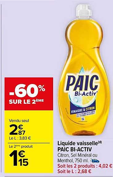 Liquide Vaisselle Paic Bi-activ