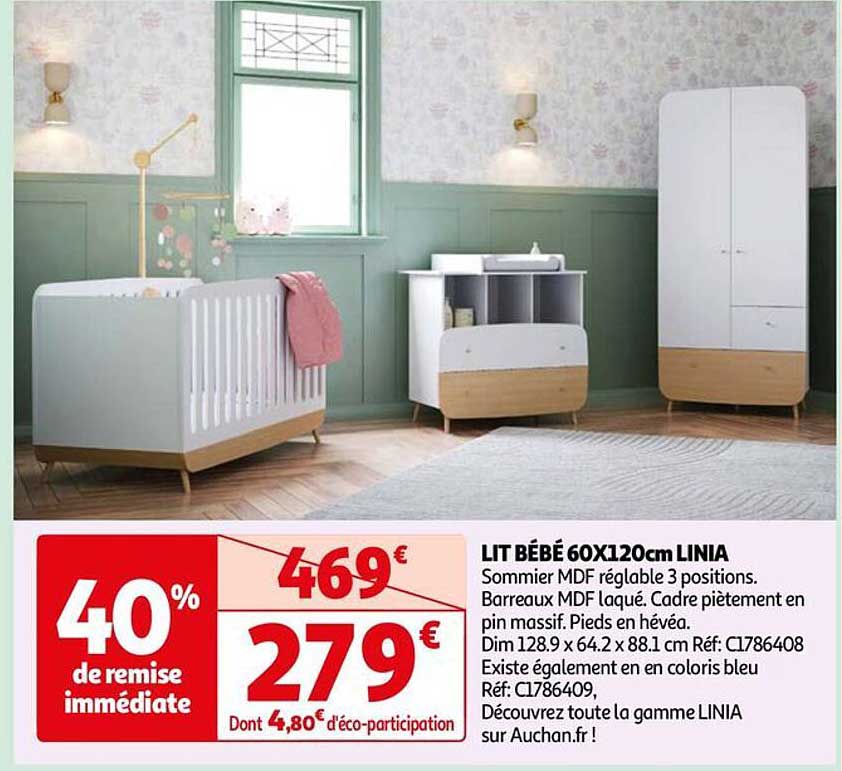 lit bébé 60x120cm linia