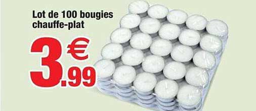 lot de 100 bougies chauffe-plat