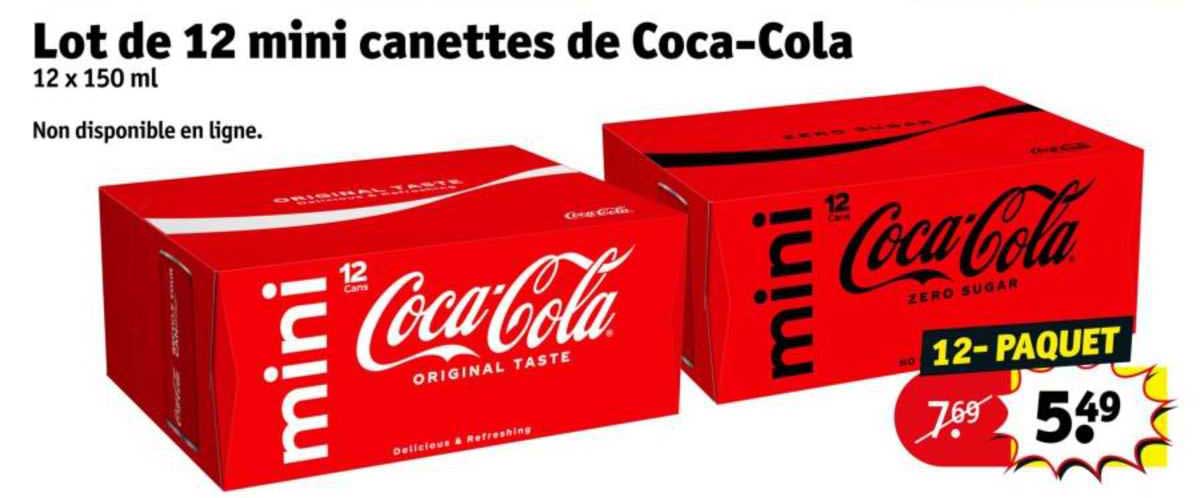 lot de 12 mini canettes de coca-cola 12 x 150 ml