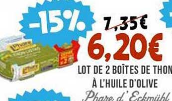 lot de 2 boîtes de thon à l'huile d'olive phare d'eckmühl