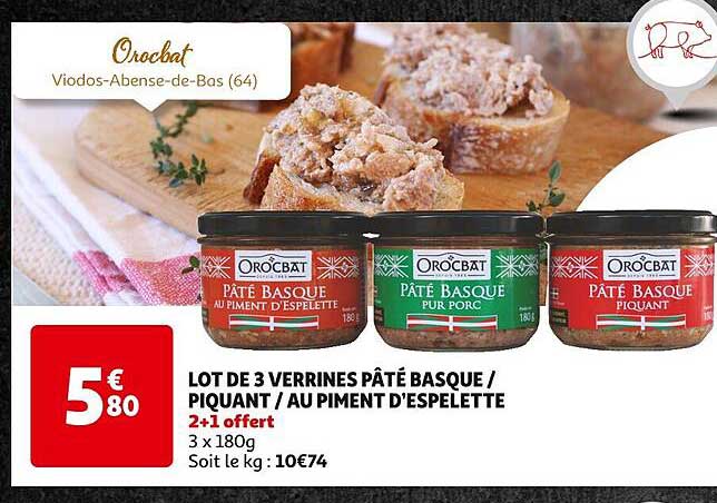 lot de 3 verrines pâté basque/piquant/au piment d'espelette