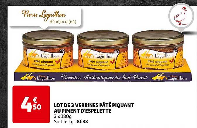 lot de 3 verrines pâté piquant au piment d'espelette