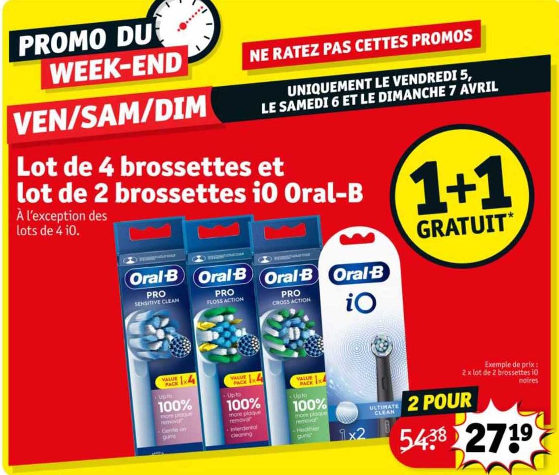 lot de 4 brossettes et lot de 2 brossettes io oral-b