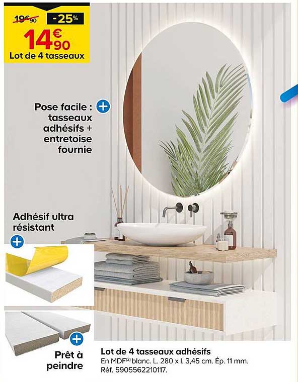 lot de 4 tasseaux adhésifs