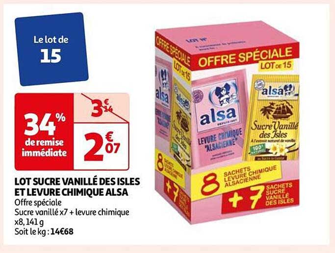 lot sucre vanillé des isles et levure chimique alsa