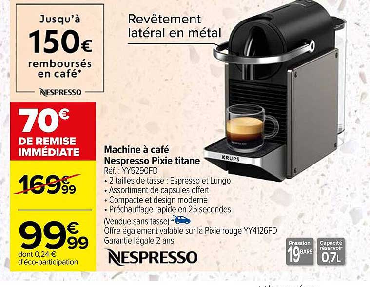 machine à café nespresso pixie titane nespresso