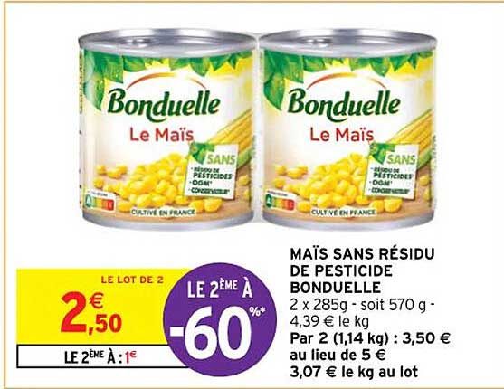 maïs sans résidu de pesticide bonduelle