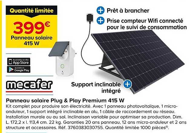 Mecafer Panneau Solaire Plug & Play Premium 415 W