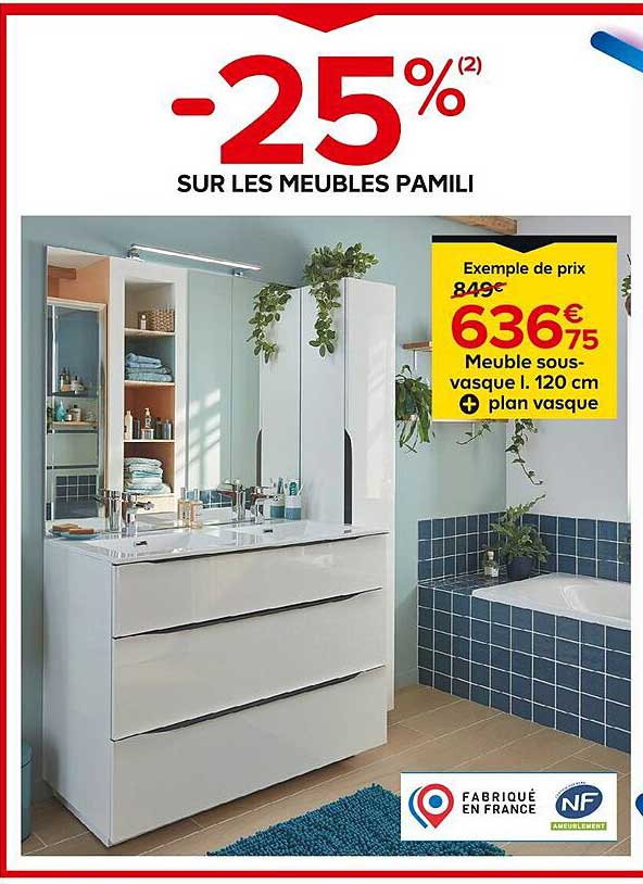 meuble sous-vasque l. 120 cm