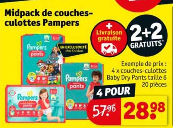 midpack de couchesculottes pampers