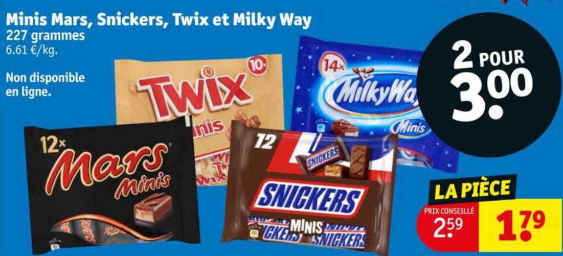 minis, mars, snickers, twix et milky way