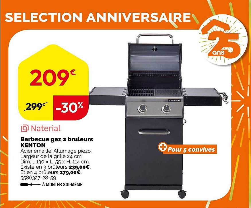 naterial barbecue gaz 2 bruleurs kenton