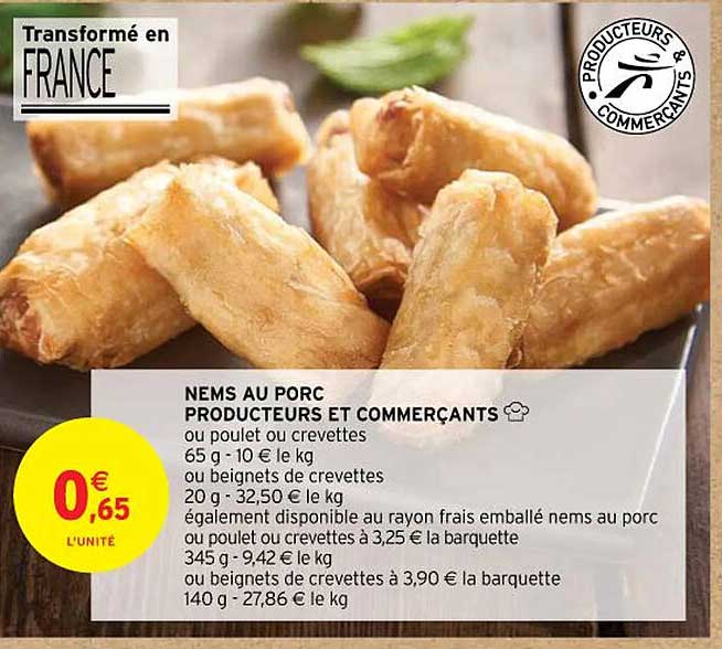 nems au porc producteurs et commerçants
