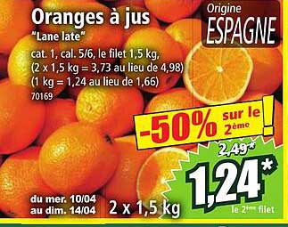 oranges à jus "lane late"