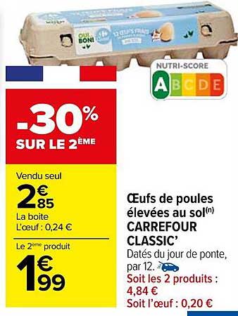 œufs de poules élevées au sol carrefour classic'