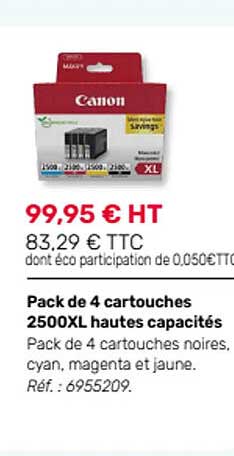 pack de 4 cartouches 2500xl hautes capacités