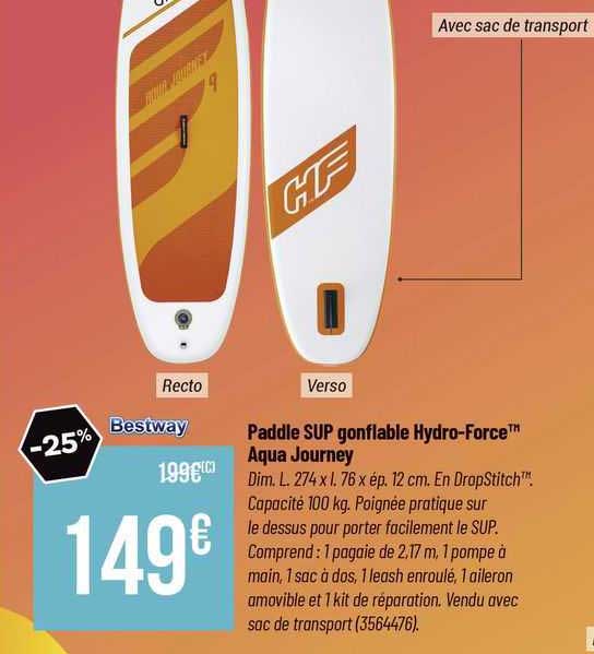 paddle sup gonflable hydro-force aqua journey bestway