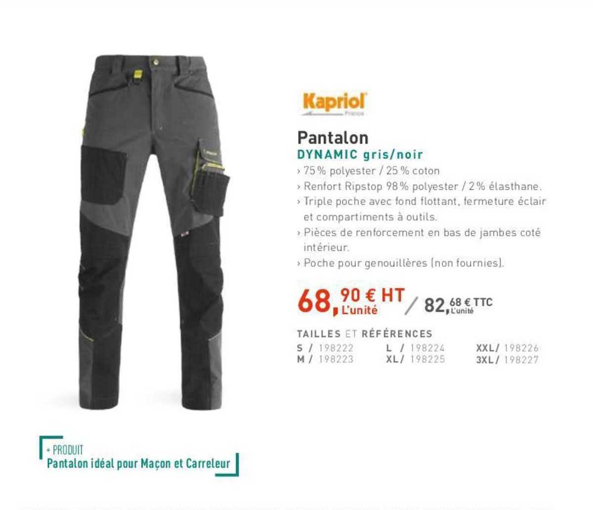 pantalon dynamic gris/noir kapriol