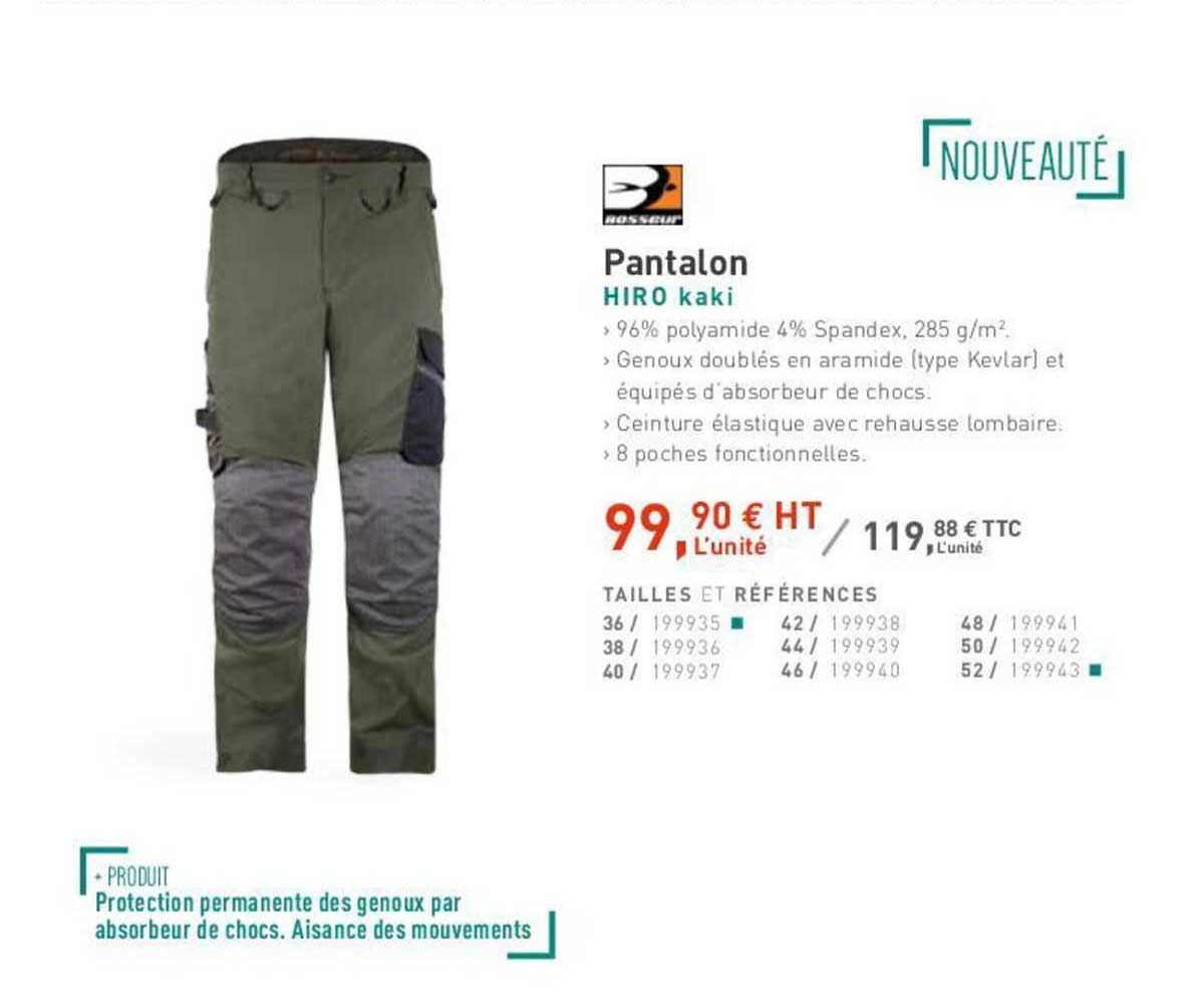 pantalon hiro kaki bosseur