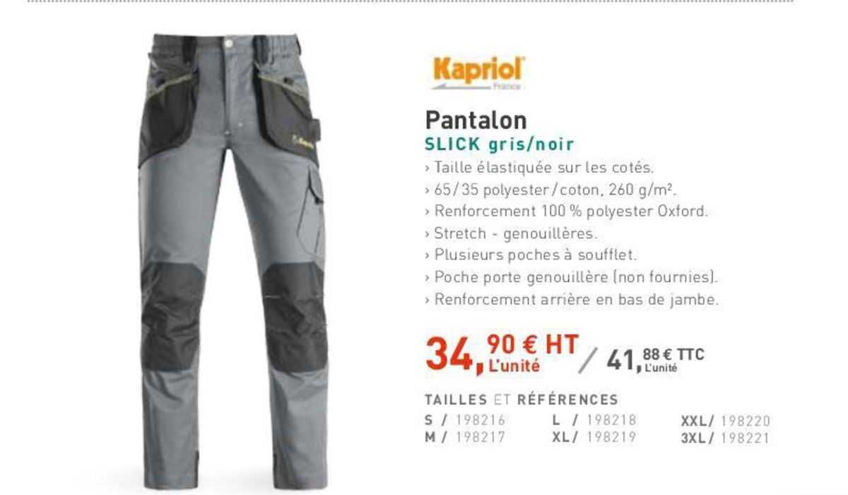 pantalon slick gris/noir kapriol