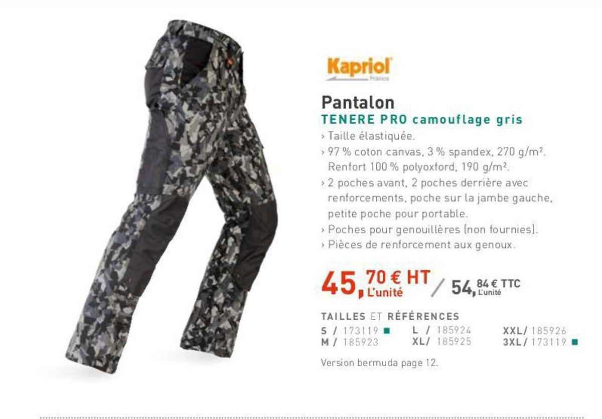 pantalon tenere pro camouflage gris kapriol