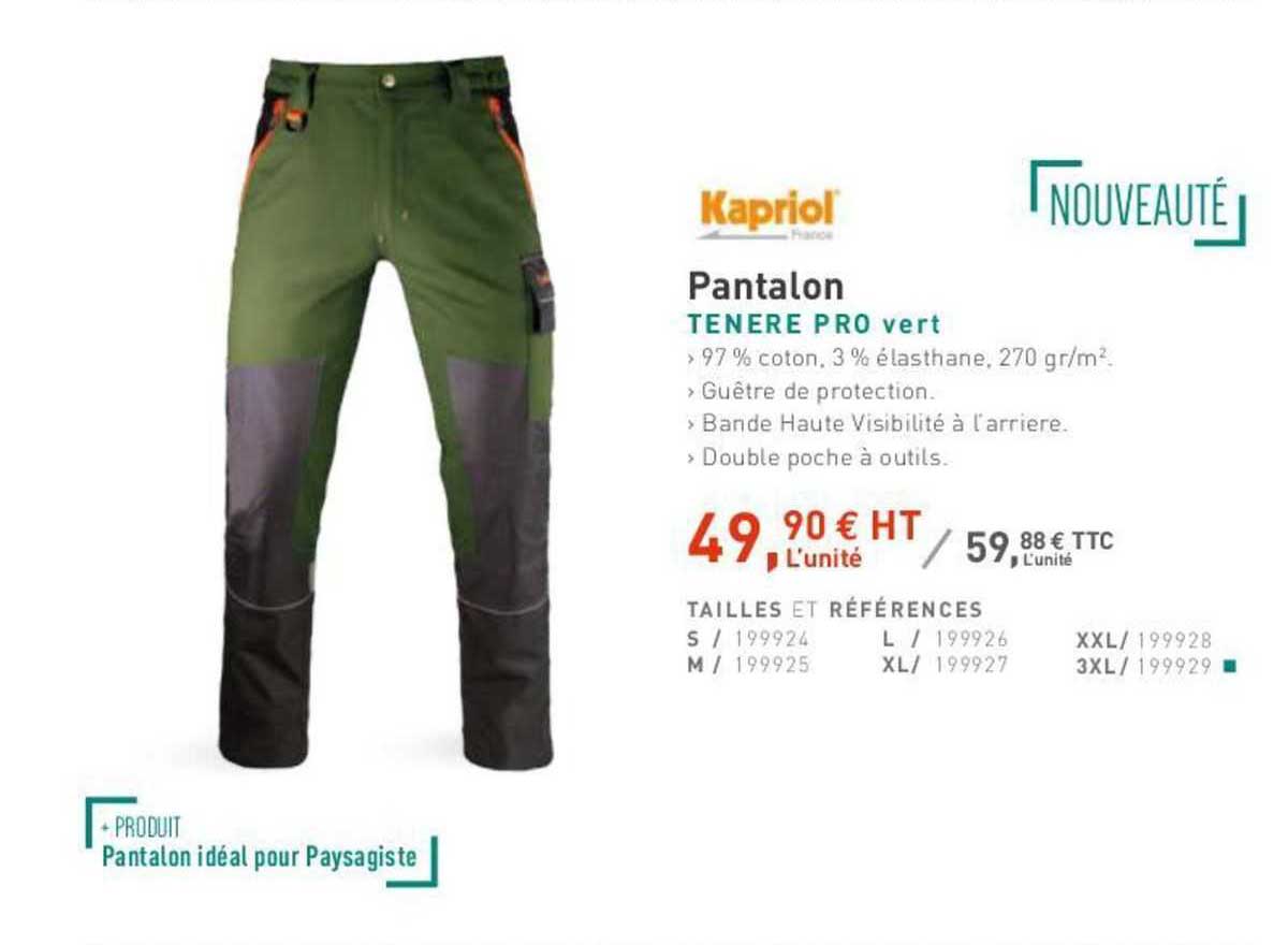 pantalon tenere pro vert kapriol