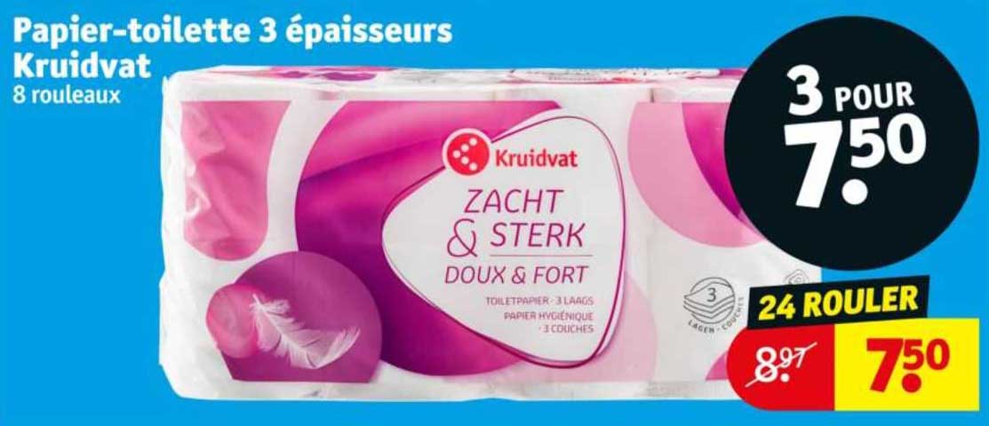 papier-toilette 3 épaisseurs kruidvat 8 rouleaux
