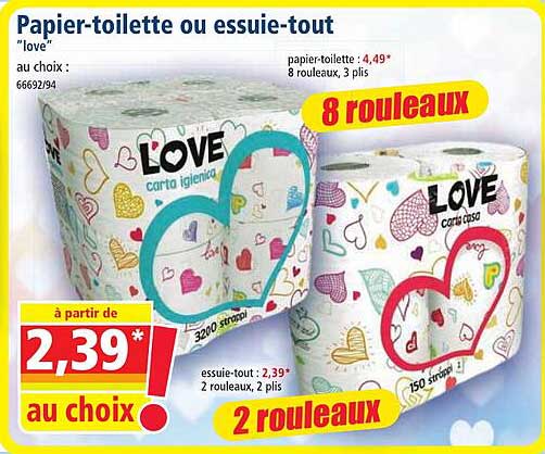 papier-toilette ou essuie-tout "love"