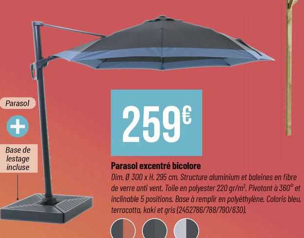 parasol excentré bicolore