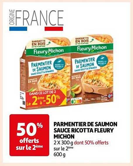 parmentier de saumon sauce ricotta fleury michon