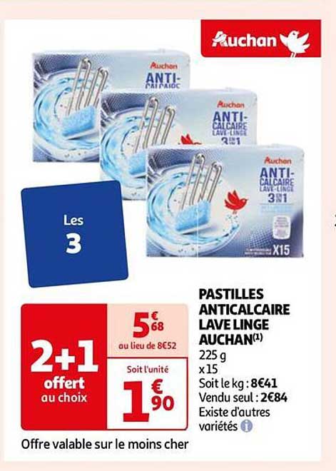 pastilles anticalcaire lave linge auchan
