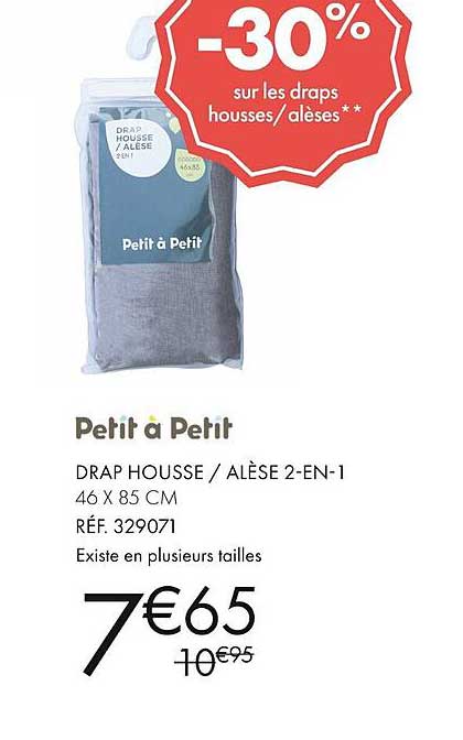 petit à petit drap housse/alèse 2-en-1