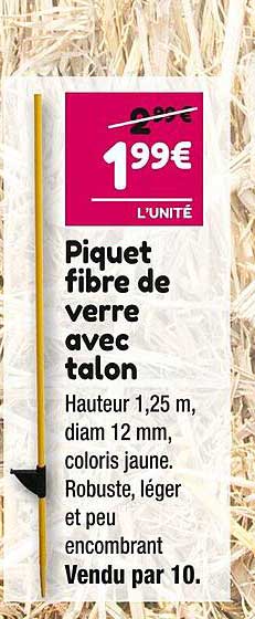 piquet fibre de verre avec talon