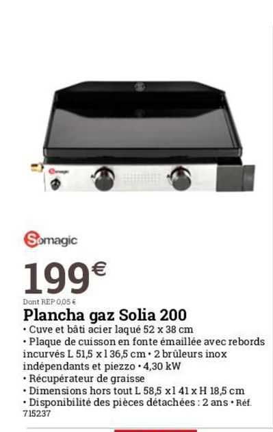 plancha gaz solia 200