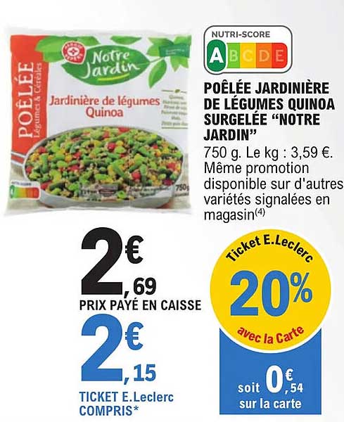 poêlée  jardinière de légumes quinoa surgelée "notre jardin"