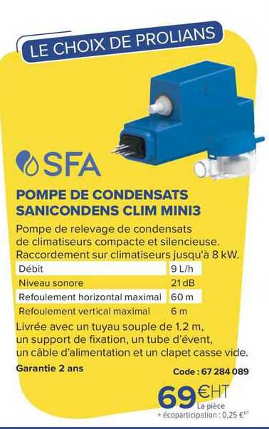 pompe de condensats sanicondens clim mini3
