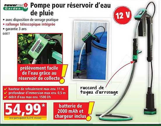 Pompe Pour Réservoir D'eau De Pluie Powertec Garden