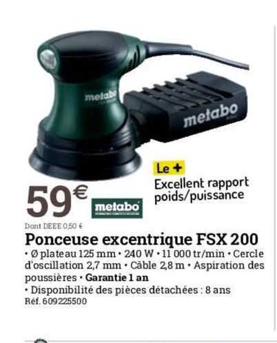 Ponceuse Excentrique Fsx 200 Metabo