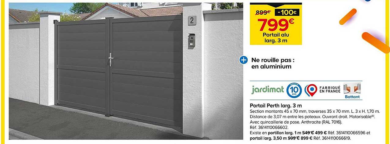 portail perth larg. 3 m jardimat