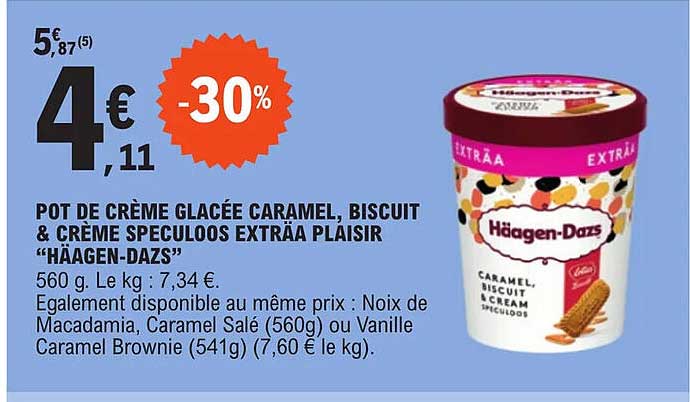 pot de crème glacée caramel biscuit & crème speculoos exträa plaisir "häagen-dazs"