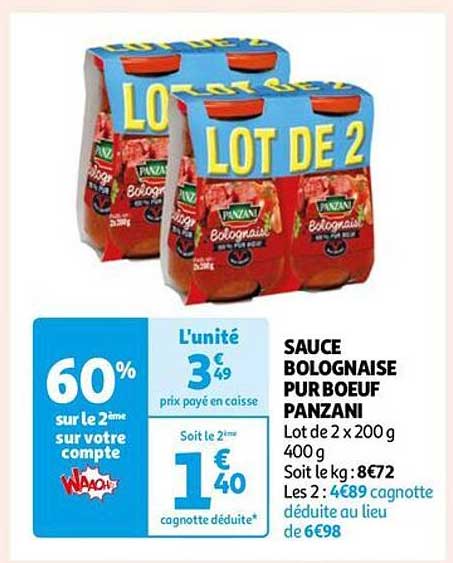 Sauce Bolognaise Pur Bœuf Panzani