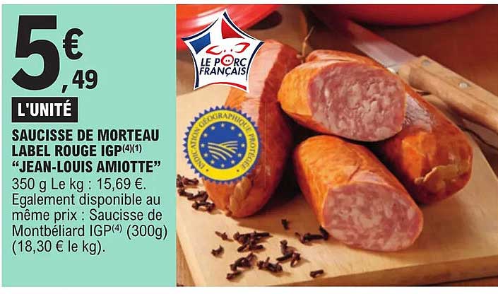 saucisse de morteau label rouge igp "jean-louis amiotte"