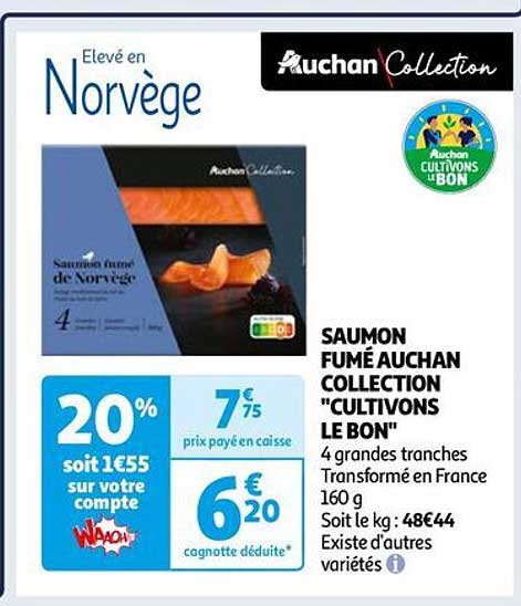 saumon fumé auchan collection "cultivons le bon"