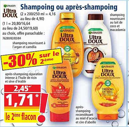 shampoing ou après-shampoing garnier ultra doux