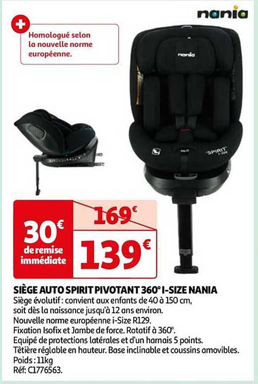 siège auto spirti pivotant 360° i-size nania