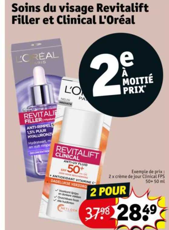 soins du visage revitalift filler et clinical l'oréal