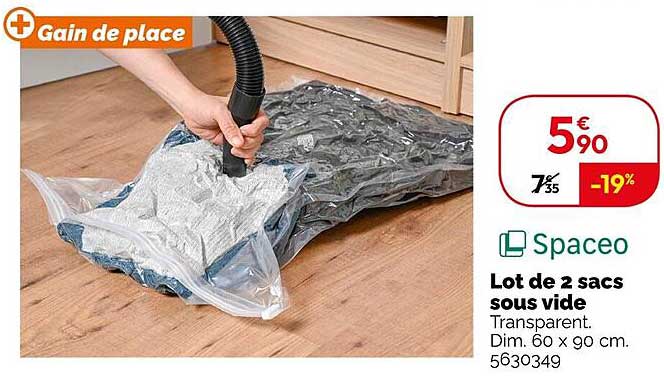 spaceo lot de 2 sacs sous vide