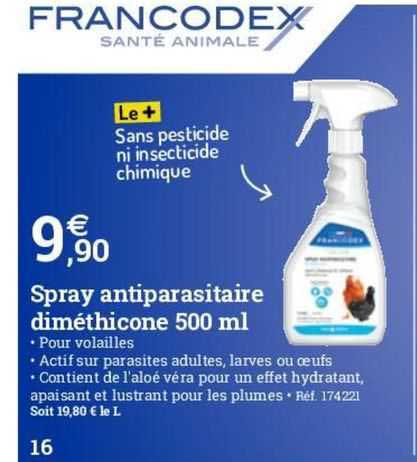 spray antiparasitaire diméthicone 500 l francodex