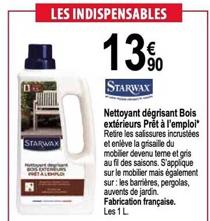 starwax nettoyant dégrisant bois extérieurs prêt à l'emploi